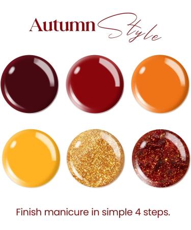 Beetles Gel Nail Polish Set Fall Winter Colours Yellow Orange Gold Glitter Red Gel Polish Soak Off UV Gel Nail Polish Nail Art Salon Manicure Gel Nail Kit DIY at Home Nail Gifts for Women Thanksgiving Day - Buy Online on GoSupps.com