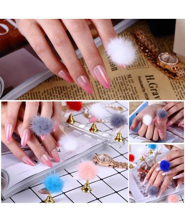 3D Fluffy Pom Balls Nail Charms Kit | 24 Pieces with Magnetic Detachable Plush Pom Poms | Storage Box Included | Nail Art DIY for Girls and Women - Buy Online on GoSupps.com