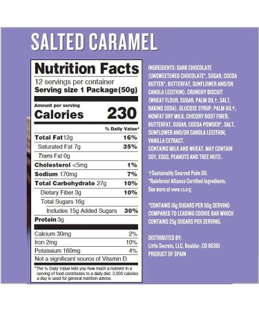 Little Secrets Dark Chocolate Cookie Bars with Salted Caramel - 12 Pack (1.8 oz Each) - Buy Online on GoSupps.com