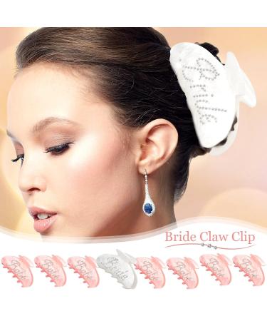 Bride Claw Clip Set - 8 Pcs Acrylic Rhinestone Hair Clips for Bachelorette Party Decorations and Wedding Gift - Buy Online on GoSupps.com