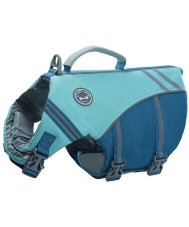 Vivaglory sports style life jacket for dogs with an excellent buoyancy adjustable & durable life jacket with a safe fastening system for medium dogs cyan M: 56-64 cm (chest circumference) Cyan