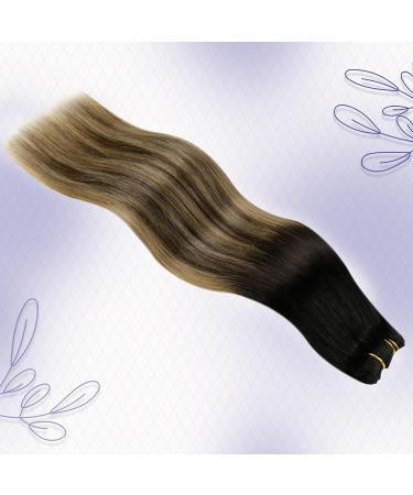Laavoo 55cm Real Hair Ombre Weft Extensions - Brown Balayage #1b/4/27 100g Sew-In Hair Extensions for Natural Look - Buy Online on GoSupps.com