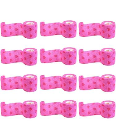 12 Rolls Self-Adherent Sports Tape - Red Heart Bandage Wrap for Optimal Grip & Breathability | International Shipping Available - Buy Online on GoSupps.com