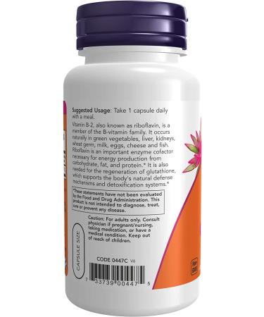 NOW Vitamin B-2 100mg - Energy Production Support - 100 Veg Capsules - Buy Online on GoSupps.com