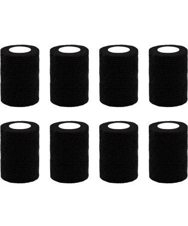 BQTQ 8 Rolls Cohesive Bandage 3 Inch Self Adherent Sport Wrap Tape Stretch Bandage Wrap Athletic Tape for Human and Animals Ankle Sprains Swelling Black Black 3 Inch