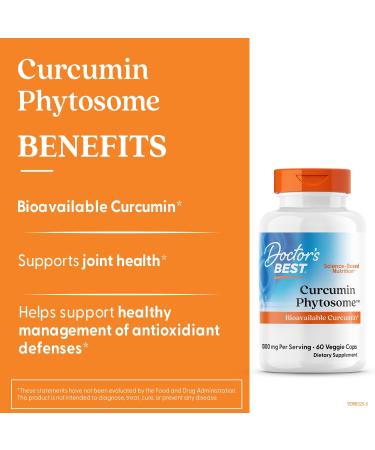 Doctor's Best Curcumin Phytosome with Meriva 500mg | 60 Vegan Capsules | Lab Tested | Gluten Free & SOYA Free | Vegetarian - Buy Online on GoSupps.com