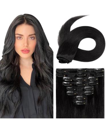 Extensions real hair remy human hair clip in hair extensions standard 100% remy real hair 8 tresse 18 clips smooth 55cm / 110g (#1 black) - Buy Online on GoSupps.com