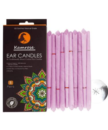 10 x Ear Candles for Blocked Ears Hopi Wax Remover + 5 Protective Discs Included Ear Candles Aromatherapy 2 Unique SCENTS CE Medical Grade Double DISC Wax Filter (Lavender)
