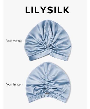 Lilysilk 100% Mulberry Silk Sleeping Cap for Curly Hair | 19 Momme Silk Bonnet Night Hat | Women's Hair Wrap with Elastic Band - Light Blue - Buy Online on GoSupps.com