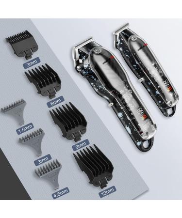 Hiena Pro Hair Clippers Men + T Liners Hair Trimmer Set Barber Cordless Professional Clippers for Hair Cutting with Led Display Gifts for Men Black - Buy Online on GoSupps.com