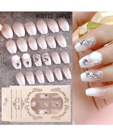 Acrylic Press On Nail Art Tips with Jelly Stickers Fake Nails Love Heart Short Square Pink Purple(CD140) - Buy Online on GoSupps.com