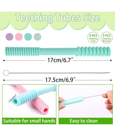 Soft BPA-Free Baby Teething Tubes - 4 Piece Dental Aid for Gums Relief | Natural Stork Baby Bite Tube - Buy Online on GoSupps.com