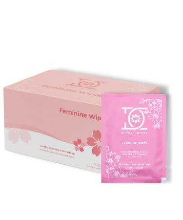 Flushable Feminine Wipes - pH Balanced Unscented Alcohol-Free Hypoallergenic with Aloe & Vitamin E | 30 Individually Wrapped Singles - Buy Online on GoSupps.com