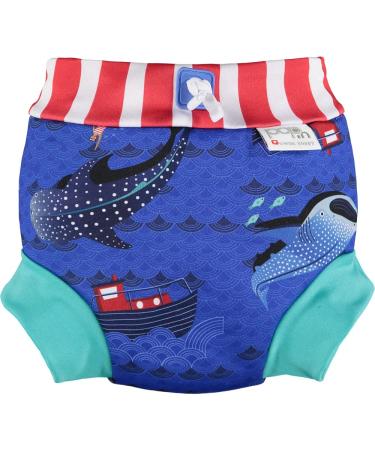 Close Parent - Swim Nappy for Toddlers in Whale Shark Design - Unisex Eco-Friendly Soft Laminate - X-Large X Large