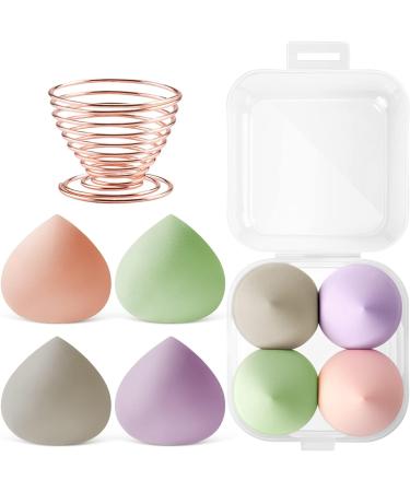 AUAUY Makeup Sponges Blender Set 4 Pcs Professional Beauty Sponge Foundation Blending Blender with 1 Sponge Holder Pink Makeup Sponges for Cream Liquid and Powder 4pcs Peach Type - Buy Online on GoSupps.com