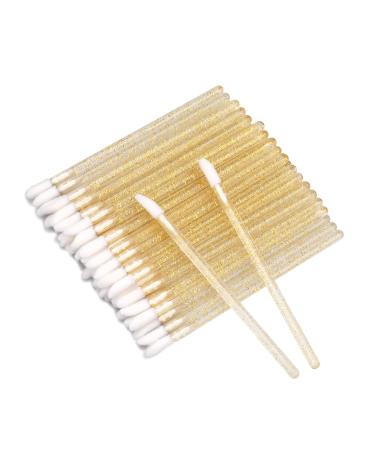 G2PLUS 300 PCS Disposable Lip Gloss Applicators - Crystal Gold Lipstick Concealer Brushes - Lip Gloss Applicator Wands Perfect for Lips Eyes and Makeup Application 300PCS Crystal Gold