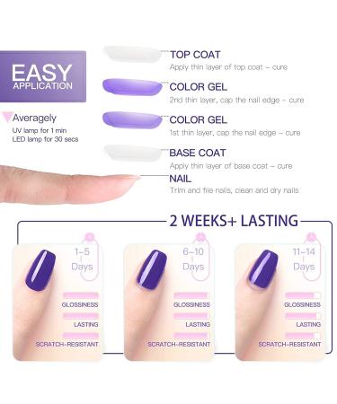 Gellen Gel Nail Polish Kit - Soft Lavender, Grays, White, Midnight Blue - 6 Colors, Metallic Glitters - Salon/Home Gel Manicure Set - Buy Online on GoSupps.com