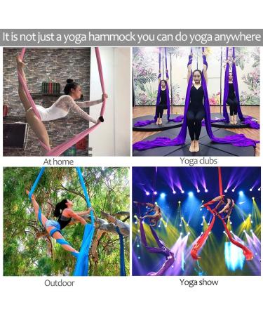 Aerial Yoga Deluxe Equipment Set - 11 yards Hammock Swing for Aerial Acrobatics & Dance - Black - Buy Online on GoSupps.com