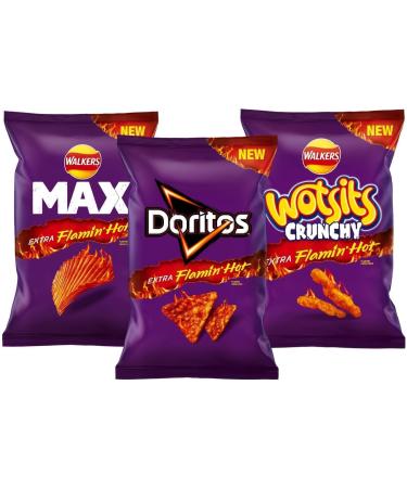 Walkers New Extra Flamin' Hot Snacks Extra Hot Xtra Spicy Crisps Multipacks of 15 Bags (Doritos 15 x 70g Bags) - Buy Online on GoSupps.com