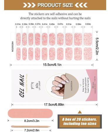 Kalolary 20PCS Luminous Glitter Gel Nail Polish Strips - Glow in the Dark Adhesive Full Wrap Sticker Set with Nail File - Waterproof Pink Gel Nail Wrap Stickers - Buy Online on GoSupps.com