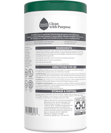 Seventh Generation Disinfecting Wipes, Lemongrass Citrus, 70 Count, Pack of 3 - Multi-Surface Cleaning - Buy Online on GoSupps.com