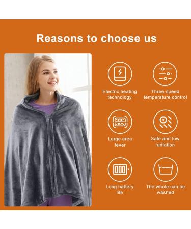 5V Electric Heating Blanket - 3 Levels Adjustable Quick Heating 150x85cm Heated Throw Blanket - Gray | Perfect for Office Use - Buy Online on GoSupps.com