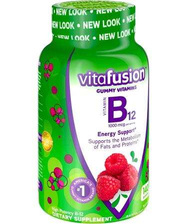 VitaFusion B12 Gummies - Natural Raspberry Flavor, 1000 mcg, 140 Count - Buy Online on GoSupps.com