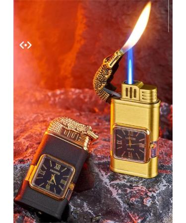 Windproof Lighter Vintage Watch Bezel Flame Torch Vintage Lighter Refillable Butane Gas Lighters(Black A) A Black - Buy Online on GoSupps.com