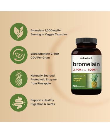 NatureBell Bromelain 1,000mg Per Serving 240 Veggie Capsules | 2,400 GDU Digestive Enzymes & Joint Support Supplement Proteolytic Enzymes for Digestion Fresh Pineapple Source Non-GMO - Buy Online on GoSupps.com