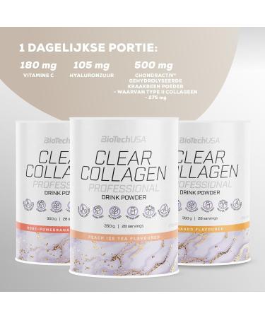 BioTechUSA Clear Collagen Professional Flavored drink powder 20275 mg Collagen Type I & II Hyaluronic acid Vitamins & Minerals Sugar Free Glutenfree 350g Mango - Buy Online on GoSupps.com