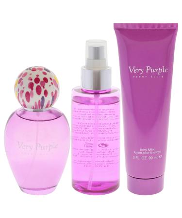 Perry Ellis Very Purple for Women - 3 Pc Gift Set 3.4oz EDP Spray 3oz Body Lotion 4oz Body Mist - Buy Online on GoSupps.com
