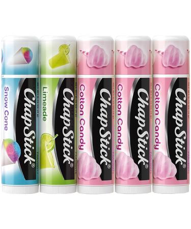 ChapStick Lip Balm Vacation Getaway Collection (Snow Cone Limeade and Cotton Candy) + 2 Cotton Candy 0.15 Oz Ea (5 Piece Set)