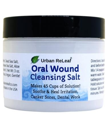 Urban ReLeaf Oral Wound Cleansing Salt ! Makes 45 Cups of Soothing Solution. Fast Relief from Irritation Dental Work. 100% Natural Braces Mouth Gum Canker Sores Dentures. Made in USA Fresh!