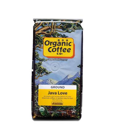 Organic Coffee Co. Java Love Ground Coffee 12 Ounce Medium Light Roast USDA Organic