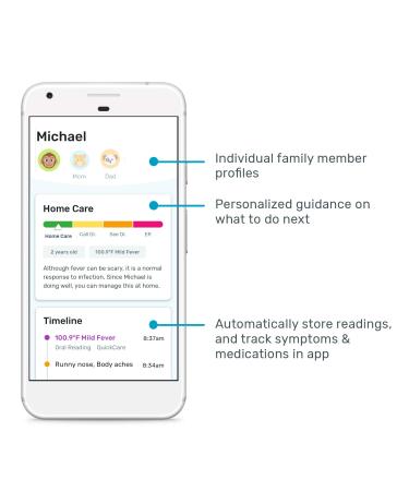 Kinsa QuickCare Smart Thermometer - FDA Cleared Digital Medical Thermometer for Fever in Baby, Kid, and Adult - Accurate & Fast Reading - Buy Online on GoSupps.com