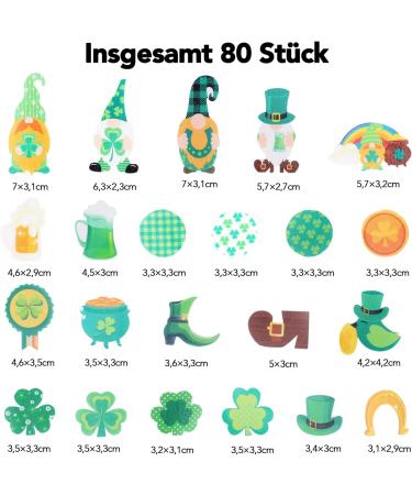 St Patrick's Day Cupcake Toppers Stickers Multi-pieces Cake Decorations Shamrock Theme Party Favors Supplies Various Shapes and Patterns (B) - Buy Online on GoSupps.com
