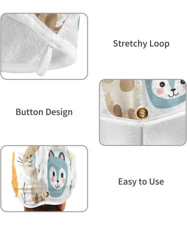 Cute Cartoon Animal Hair Towels 2 Pack | Super Absorbent Quick Dry Hair Turbans for Women & Girls - Buy Online on GoSupps.com