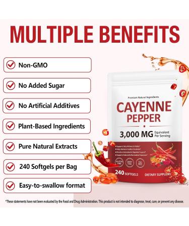 Cayenne Pepper Capsules Supplement 3000 MG Equivalent Per Serving Turmeric Curcumin Hawthorn Berry Ceylon Cinnamon Organic Panax Ginseng Berberine Extract 240 Count - Buy Online on GoSupps.com