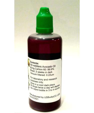 Bucky's Oil C60 Avocado Oil - 100ml Bottle with 82mg Carbon 60 - 99.9% Purity - Buy Online on GoSupps.com