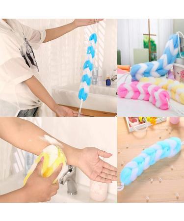 Exfoliating Loofah Back Scrubber Set 3 Pcs Long Stretch Bath Sponges for Body Exfoliation | Shower Mesh Sponge with Rope Handles for Men and Women - Buy Online on GoSupps.com