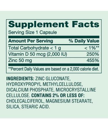Zinc 50 mg with Vitamin D 50 mcg 150 Vegetarian Capsules Dietary Supplement (Pack of 1) - Buy Online on GoSupps.com