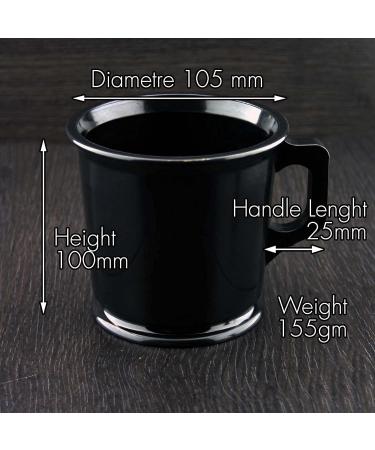 Haryali London Black Shaving Mug - Vintage Style with Knob Handle Design - Heavy Bottom, Impact-Resistant Plastic - For All Genders - Shaving Soap Accessory - Buy Online on GoSupps.com