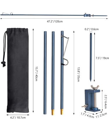 TOBWOLF Portable Camping Folding Lamp Pole - Collapsible Aluminum Lantern Stand for Picnic, Hiking, Fishing - Outdoor Hanging Light Holder Stick - Lightweight & Portable - Blue - Buy Online on GoSupps.com