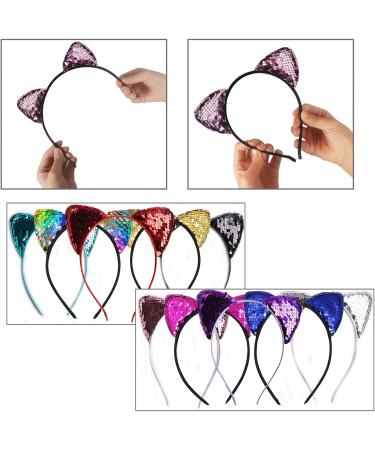 10 Cat Ear Headbands for Girls - Fun Party & Concert Accessories | Colorful Cat Ears Head Decoration - Buy Online on GoSupps.com