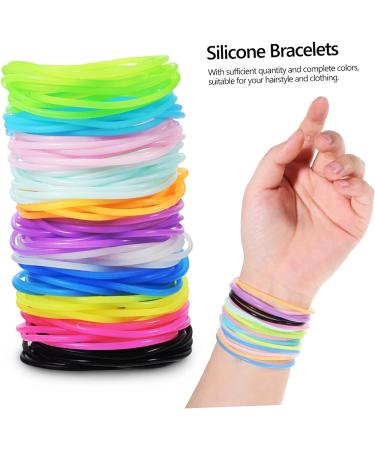 UPKOCH 750 Pcs Bracelet Hair Bands Elastic Hair Ties Disco Bracelets Neon Jelly Bracelets Color Hair Ribbons Wrist Armbands Silica Shine Hair Ring - Buy Online on GoSupps.com