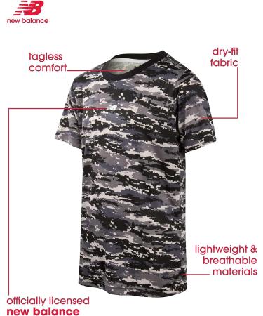 New Balance Boys' 2 Pack Athletic T-Shirt Set - Dry-Fit Sports Shirts (8-20) - Grey Camo/White - Size 10-12 - Buy Online on GoSupps.com