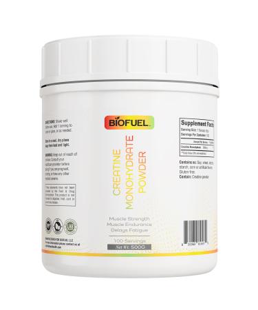 Biofuel Creatine Monohydrate Powder Enhances Muscle Building Strength and Performance 500g 100 Servings