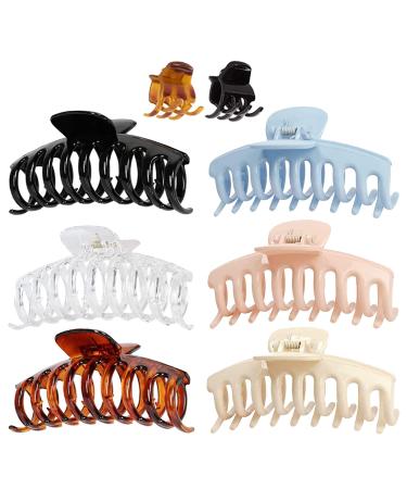 8 Pcs 4.3 inch Hair Clips Claw Medium Large Claw Clips Big Hair Clip Neutral Hair Clips for Women Matte Hair Claws Clips For Thick Hair For Thin Hair Non Slip Hair Claw Clips For Girls'Hair Style1