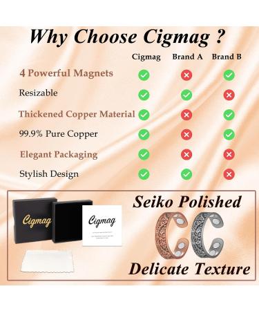 Cigmag Lymphatic Drainage Magnetic Ring - Copper Adjustable with Removal Tool and Gift Box - Tree of Life Design - Buy Online on GoSupps.com