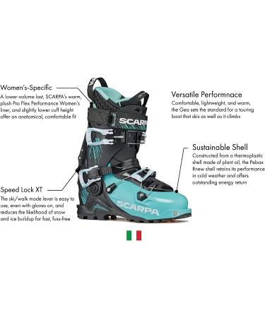 SCARPA Women's GEA Alpine Touring Ski Boots 23.5 - Aqua/Black | Backcountry & Downhill Skiing - Buy Online on GoSupps.com